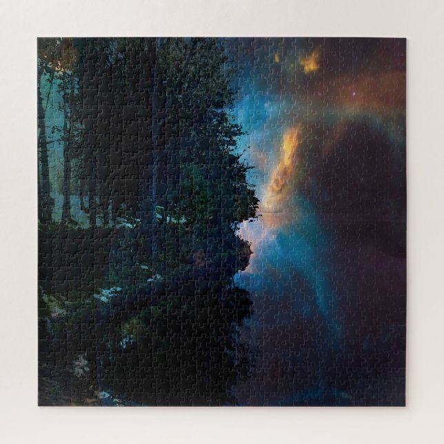 Celestial Midnight on the blue lake shore Jigsaw Puzzle (Vertical)