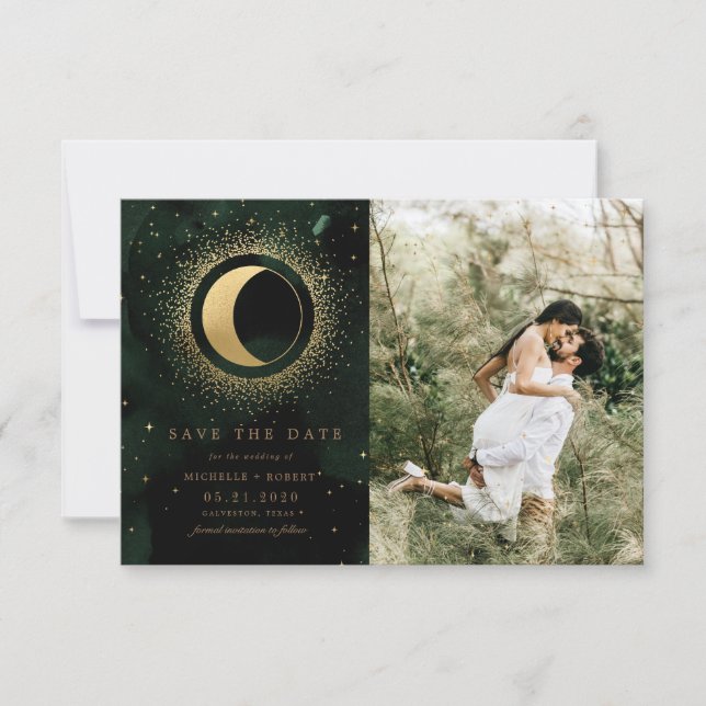 celestial midnight stars two Photo Save The Date I Invitation (Front)
