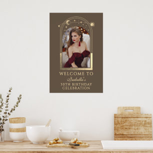 Celestial Mocha Gold 30th Birthday Welcome Poster
