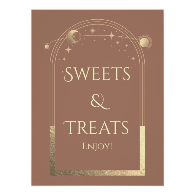Celestial Mocha Gold Birthday Sweets & Treats Poster (Front)