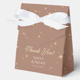 Celestial Mocha Gold Sun Moon Astronomy Wedding Favour Box