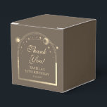 Celestial Mocha Gold Sun Moon Stars 30th Birthday Favour Box<br><div class="desc">Celestial Mocha Gold Sun Moon Astronomy 30th Birthday Favour Boxes features an elegant gold sun, moon and stars with a golden frame on a mocha background. Inside is your custom thirtieth birthday favour box information. Personalise by editing the text in the text boxes. Designed for you by Evco Studio www.zazzle.com/store/evcostudio...</div>