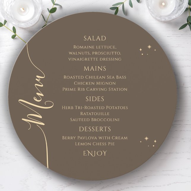 Celestial Mocha Gold Sun Moon Stars 30th Birthday Menu (Creator Uploaded)