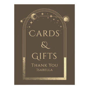 Celestial Mocha Gold Sun Moon Stars Cards & Gifts Poster