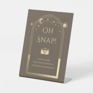 Celestial Mocha Gold Sun Moon Stars Oh Snap Pedestal Sign