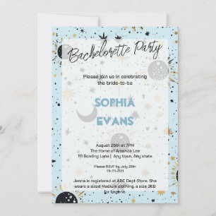 Celestial Modern Wedding Bachelorette Party Invitation
