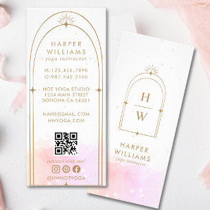 Celestial Monogram Yoga Instructor   Blush Pink Rack Card