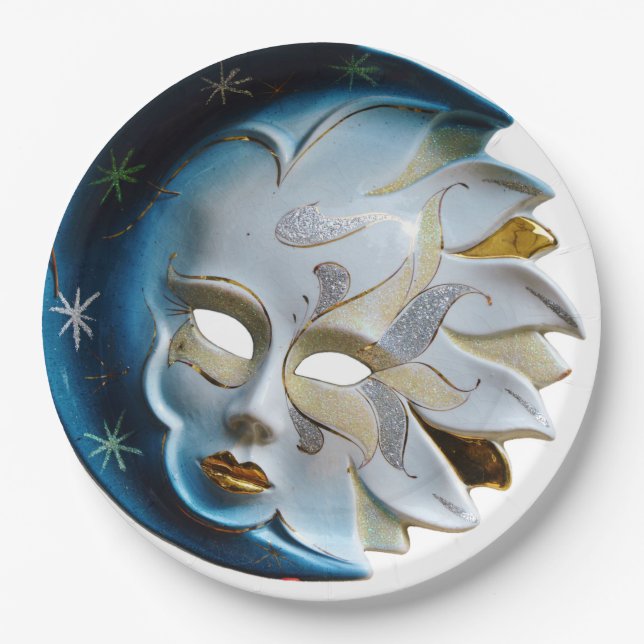 Celestial Moon and Mask Paper Plate (Front)