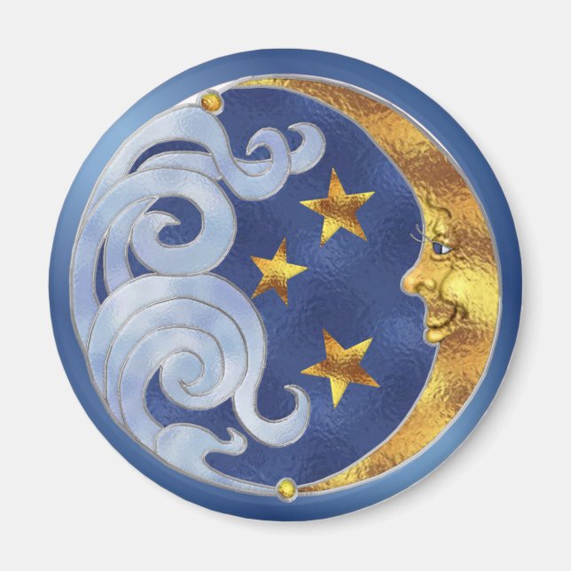 Celestial Moon and Stars Magnet (Front)