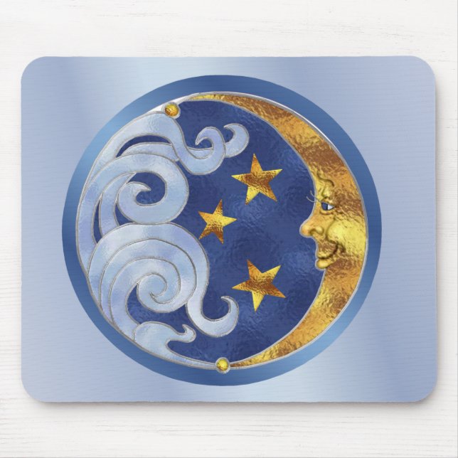 Celestial Moon and Stars Mouse Pad (Front)