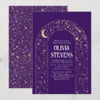 Celestial Moon and Stars Purple Bridal Shower