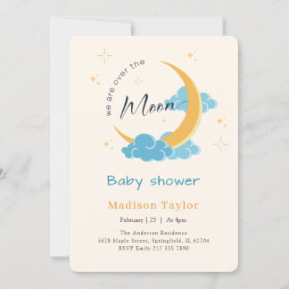 Celestial Moon and Stars Sky Baby Shower Invitation
