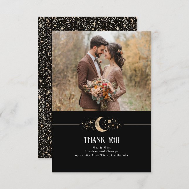 Celestial Moon and Stars Thank You Photo (Front/Back)