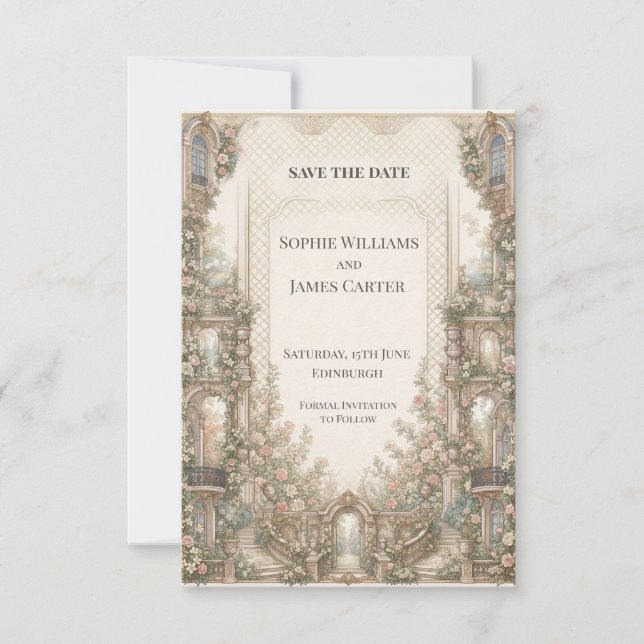 Celestial Moon and Stars Wedding Save the Date (Front)
