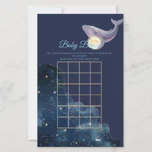 Celestial Moon Baby Bingo Game Card   Whale & Moon