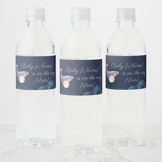 Celestial Moon Baby Shower Water Bottle Labels | W (Bottles)