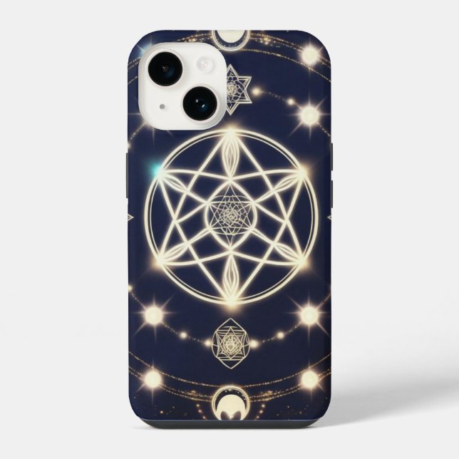 Celestial Moon Cycle Mandala – Sacred Geometry iPhone Case (Back)
