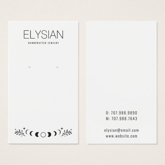Celestial Moon Earring Jewellery Display Cards (Front & Back)