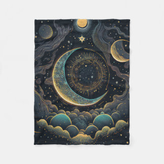 Celestial Moon  Fleece Blanket