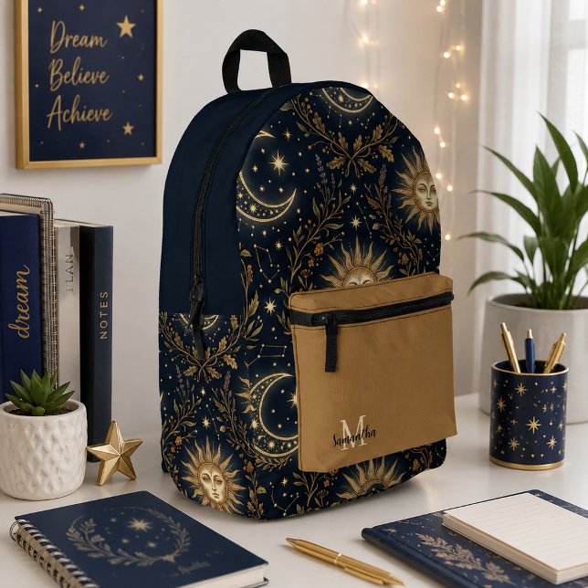 Celestial Moon & Floral Backpack  (Creator Uploaded)