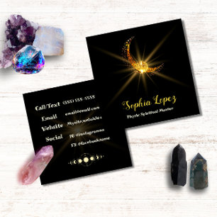 Celestial Moon Gold Minimal Square Business Card