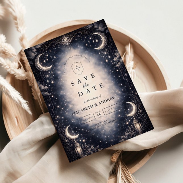 Celestial Moon Gothic Wedding Save The Date (Creator Uploaded)