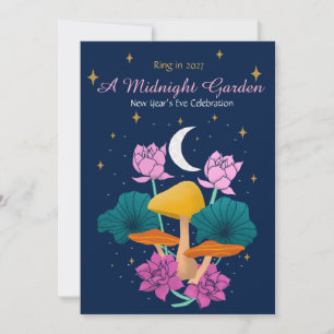 Celestial Moon Mushroom New Year's Eve Invitation