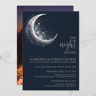 Celestial Moon Night Before Wedding Rehearsal Invitation