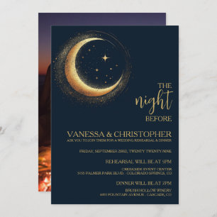 Celestial Moon Night Before Wedding Rehearsal Invitation
