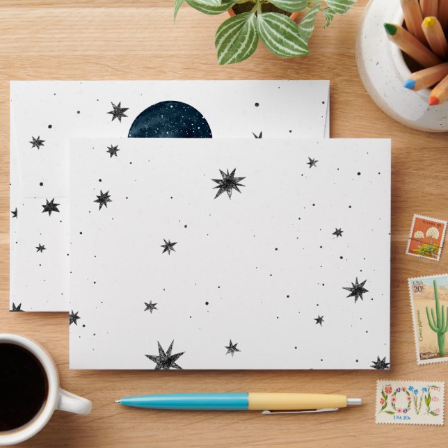 Celestial Moon | Night Sky Personalised Envelope (Desk)