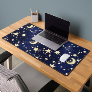 Celestial Moon Phase Astrology – Velvet Navy Desk Mat