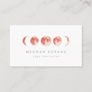 Celestial Moon Phase Coral Business Card