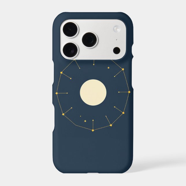 Celestial Moon Phase Phone Case - Indigo & Gold (Back)