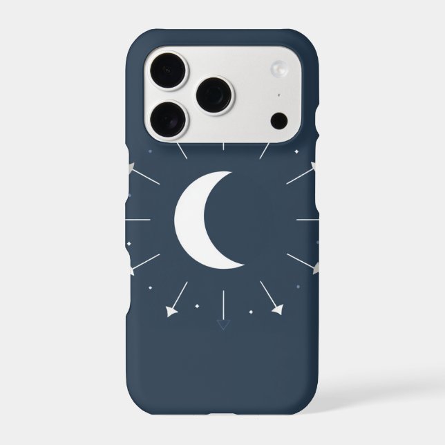Celestial Moon Phase Phone Case - Navy & Silver (Back)