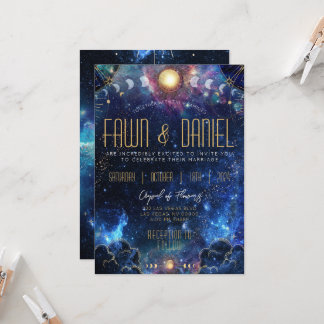 Celestial Moon Phase Wedding Invitations