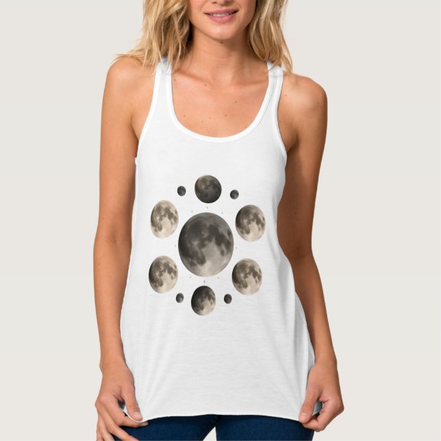 Celestial Moon Phases Mandala Astronomy Art Singlet (Front)