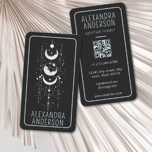 Celestial Moon Phases Mystical Holistic QR Code Business Card