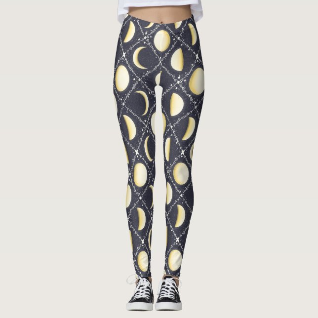 Celestial Moon Phases Pattern Leggings (Front)