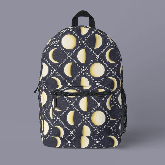 Celestial Moon Phases Pattern Printed Backpack (Moon Phases Pattern Backpack)