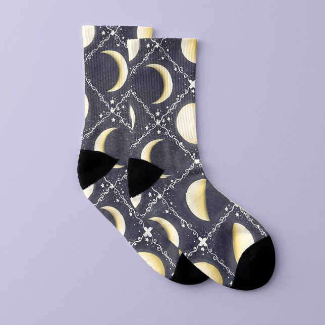Celestial Moon Phases Pattern Socks (Moon Phases Socks)