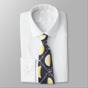 Celestial Moon Phases Pattern Tie