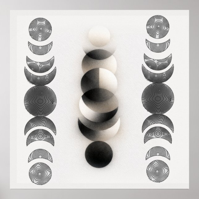 Celestial Moon Phases Triptych Poster | Abstract  (Front)