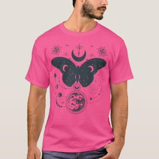 Celestial Moon Phases Wicca Boho Moth Mystical Ast T-Shirt