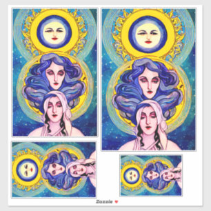 Celestial Moon Sisters Fantasy Abstract Art