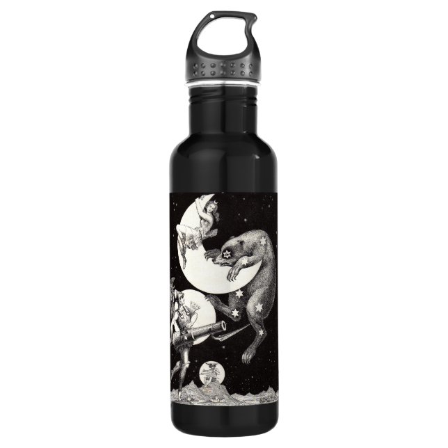 Celestial Moon Sky Universe God Night Illustration 710 Ml Water Bottle (Front)
