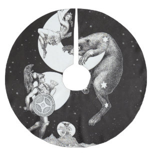 Celestial Moon Sky Universe God Night Illustration Brushed Polyester Tree Skirt
