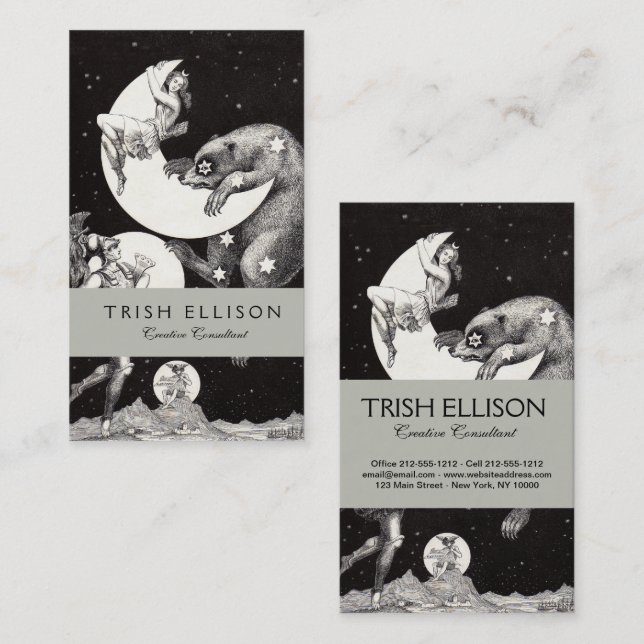 Celestial Moon Sky Universe God Night Illustration Business Card (Front/Back)