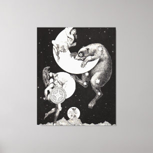 Celestial Moon Sky Universe God Night Illustration Canvas Print