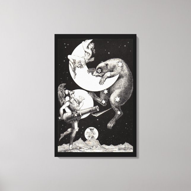 Celestial Moon Sky Universe God Night Illustration Canvas Print (Front)