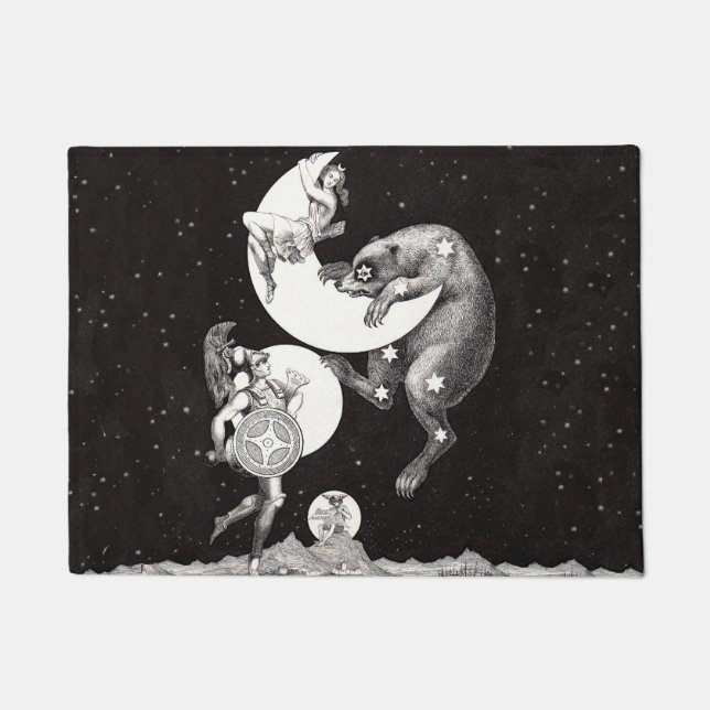Celestial Moon Sky Universe God Night Illustration Doormat (Front)